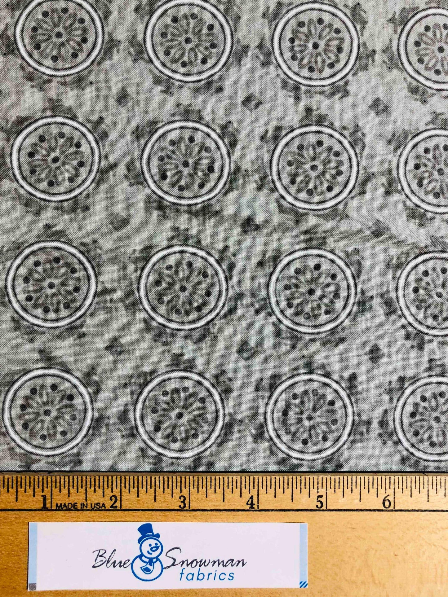 Moda Gray Medallion Geometric Fabric, quilting fabric, Sewing, crafting, Jubilee, fabric with circles