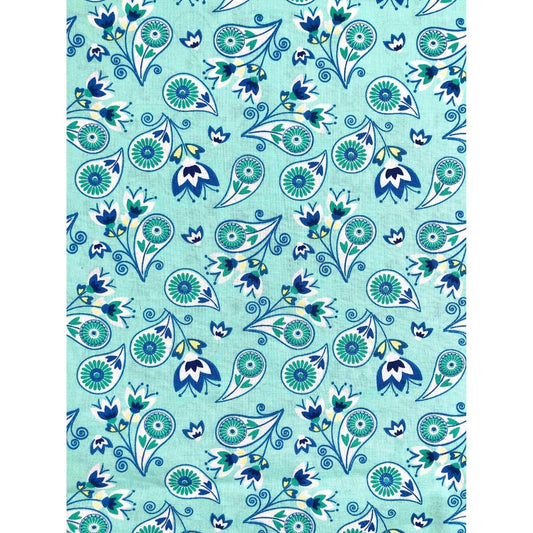 Teal Paisley Floral Fabric 100% Cotton Fabric by the Yard, sewing, quilting fabric,Quilter's Showcase Fabric, Paisley fabric