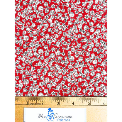 Red Garden Fabric, Mildred's Memory Garden, Grandma's Attic, red and white fabric, quilting fabric, Sewing, crafting