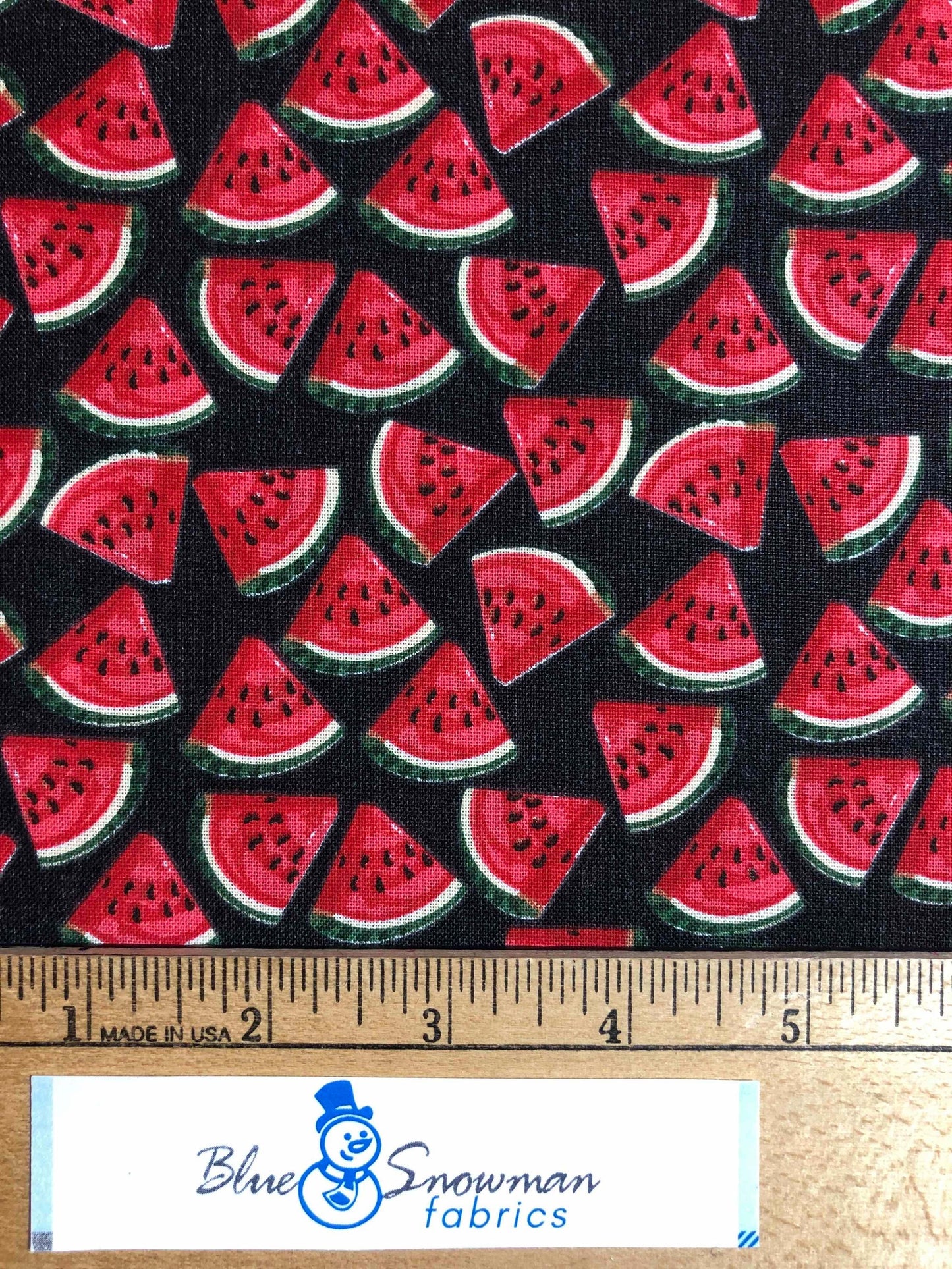 Watermelon Fabric 100% Cotton Fabric by the Yard, sewing, quilting fabric, summer, melon slices on black novelty fabric