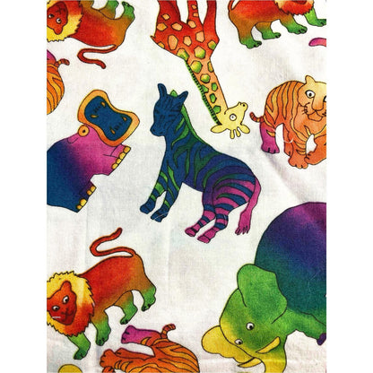 Colorful Safari Animal Fabric, Sewing, quilting fabric, Cotton Fabric, fabric remnant, zebra, giraffe, tiger, elephant