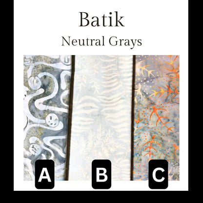 Batik Neutral Grays, Sewing, quilting fabric, Cotton Fabric, Gray Batik, Leaf Batik, Batik swirl