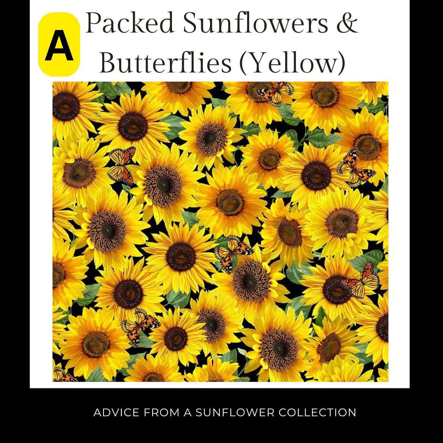 Timeless Treasures Coordinating Advice From a Sunflower Fabric, Sewing, quilting fabric, Cotton Fabric, Sunflower stripe, butterfly