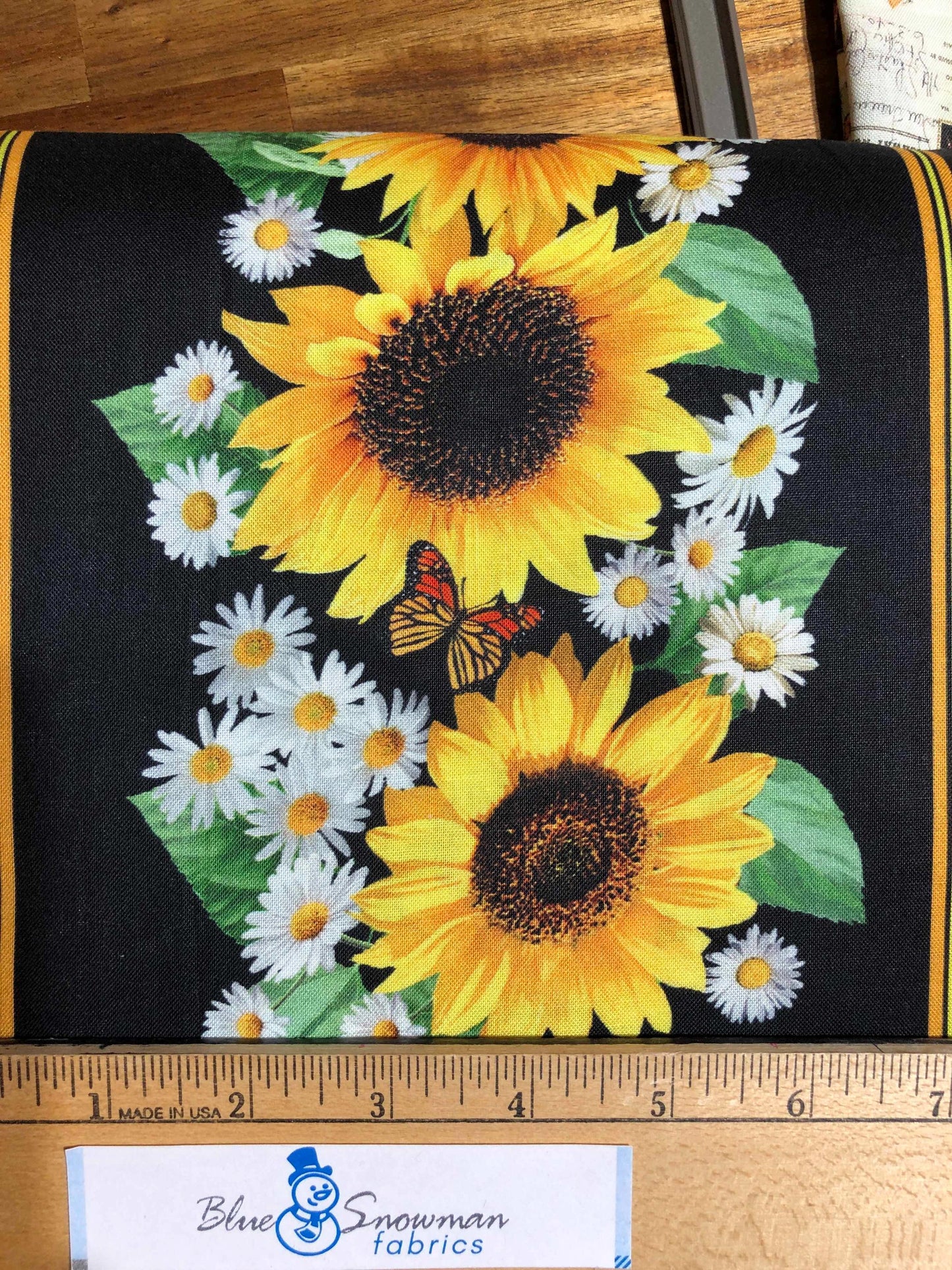 Timeless Treasures Coordinating Advice From a Sunflower Fabric, Sewing, quilting fabric, Cotton Fabric, Sunflower stripe, butterfly