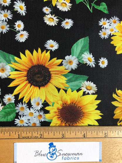 Timeless Treasures Coordinating Advice From a Sunflower Fabric, Sewing, quilting fabric, Cotton Fabric, Sunflower stripe, butterfly