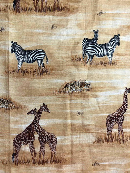 Safari Fat Quarter, Giraffe Fabric, Zebra fabric, quilting fabric, Sewing, crafting