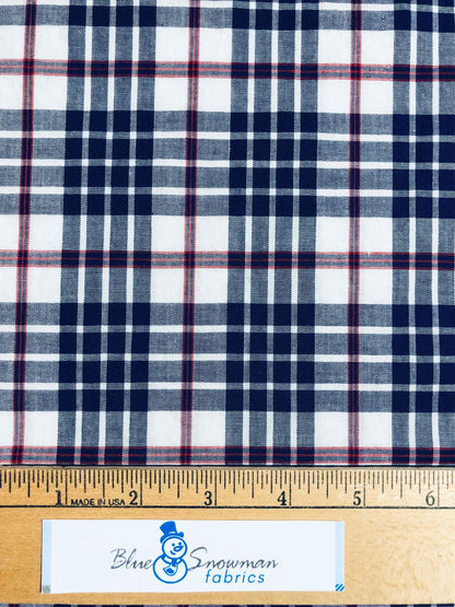 Blue Plaid Fabric 100% Cotton quilting fabric, Sewing, crafting, country plaid, country Christmas craft, red plaid