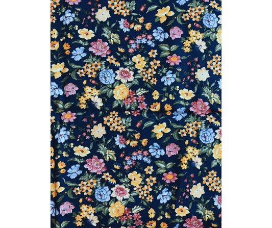 OOP Blue Floral Fabric, quilting fabric, Sewing, crafting, Spring floral, vintage floral