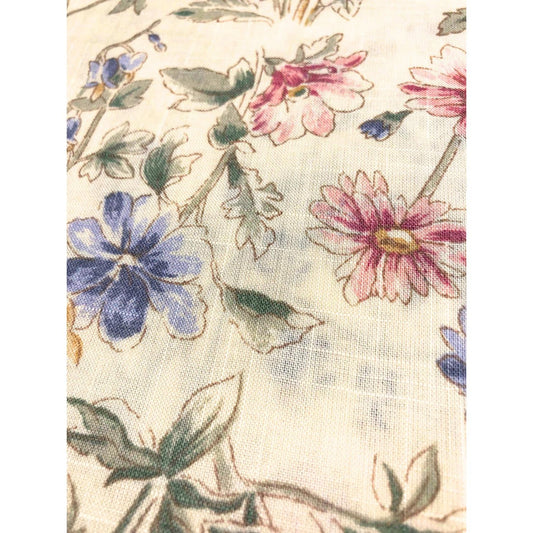 Linen look spring floral fabric, quilting fabric, Sewing, crafting, pastel floral, vintage floral, cotton blend