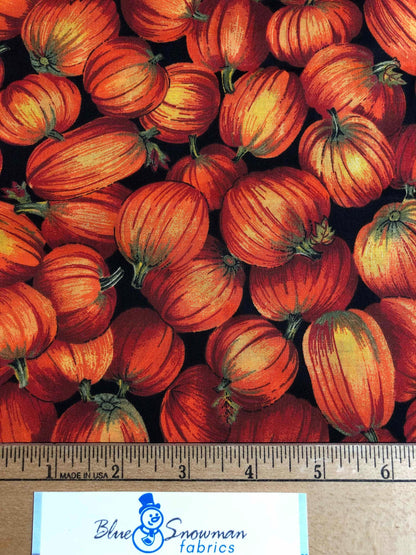 Fall Pumpkin Fabric, 100% Cotton Fabric, Sewing, quilting fabric, autumn harvest fabric, orange pumpkin, classic cottons