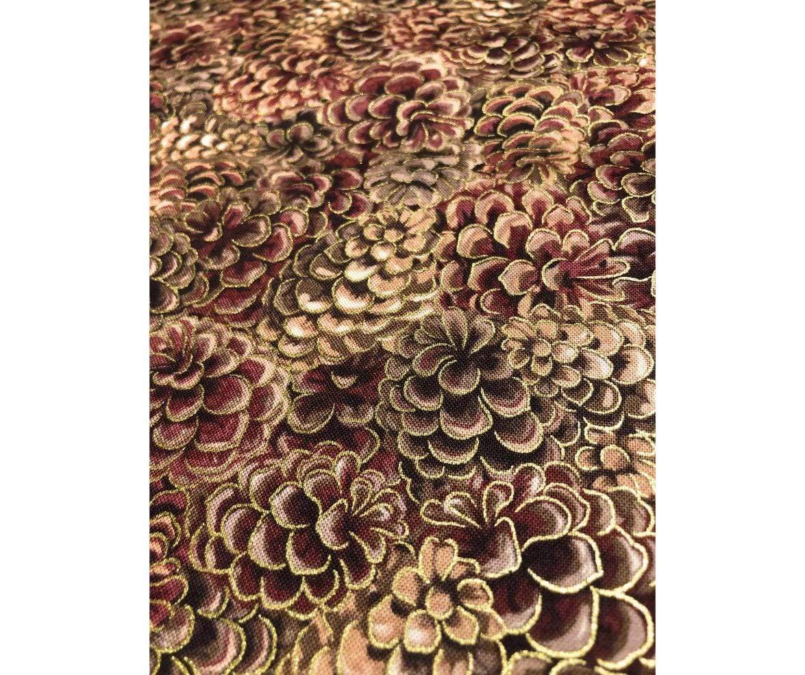 Fall Gold Metallic Pinecone Fabric, 100% Cotton Fabric, Sewing, quilting fabric, autumn fabric, fall fabric, metallic fabric, seasonal