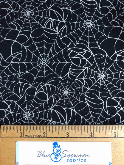 Halloween Metallic Spider Web Fabric, 100% Cotton Fabric, Sewing, quilting fabric, crafting fabric, Halloween fabric, Trick or Treat, RTC