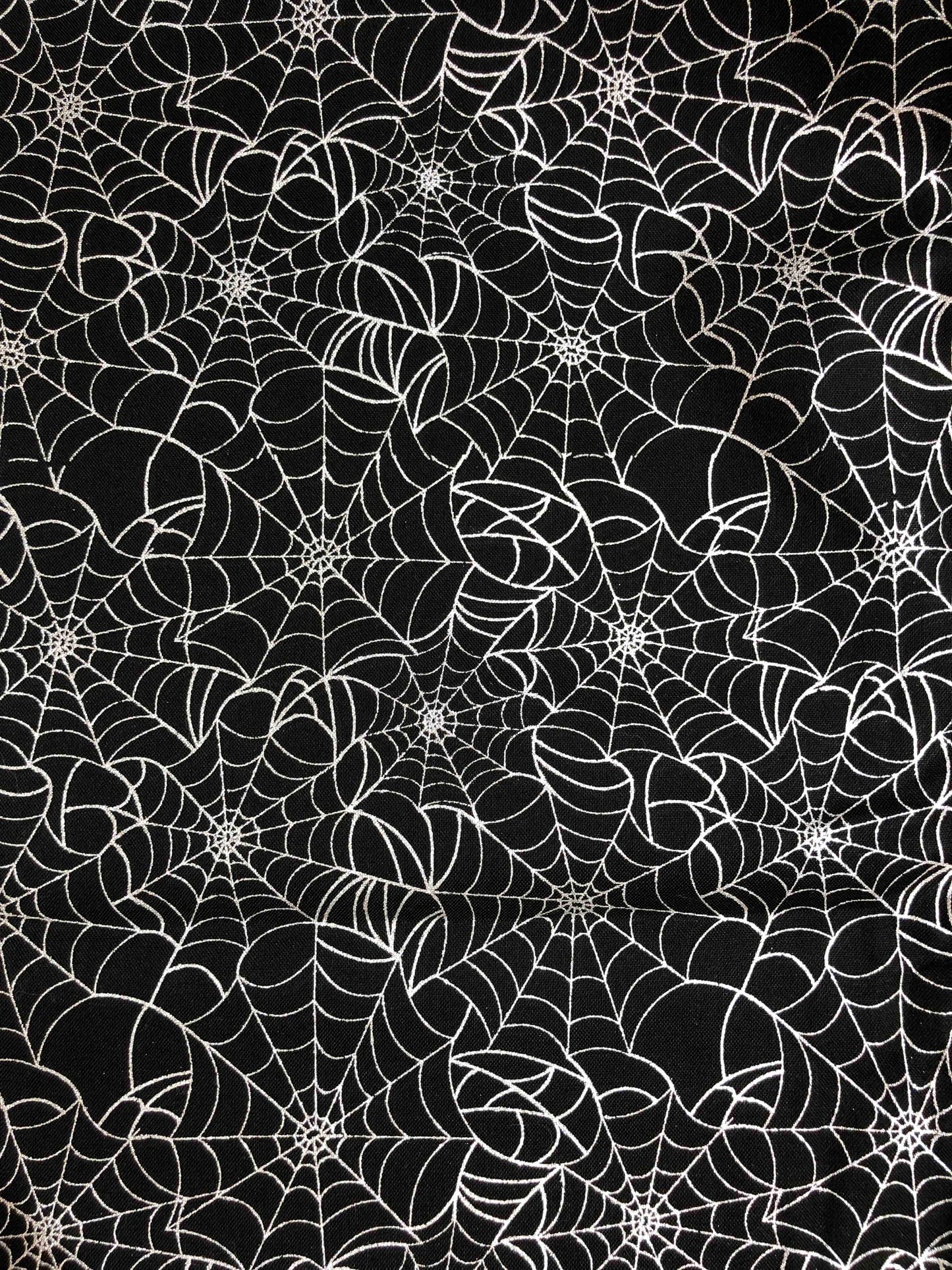 Halloween Metallic Spider Web Fabric, 100% Cotton Fabric, Sewing, quilting fabric, crafting fabric, Halloween fabric, Trick or Treat, RTC