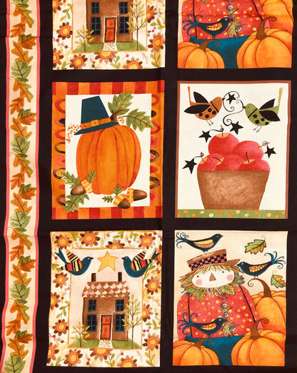 Give Thanks II Fall Fabric,  100% Cotton Fabric, Sewing, quilting, autumn fabric, double border fabric