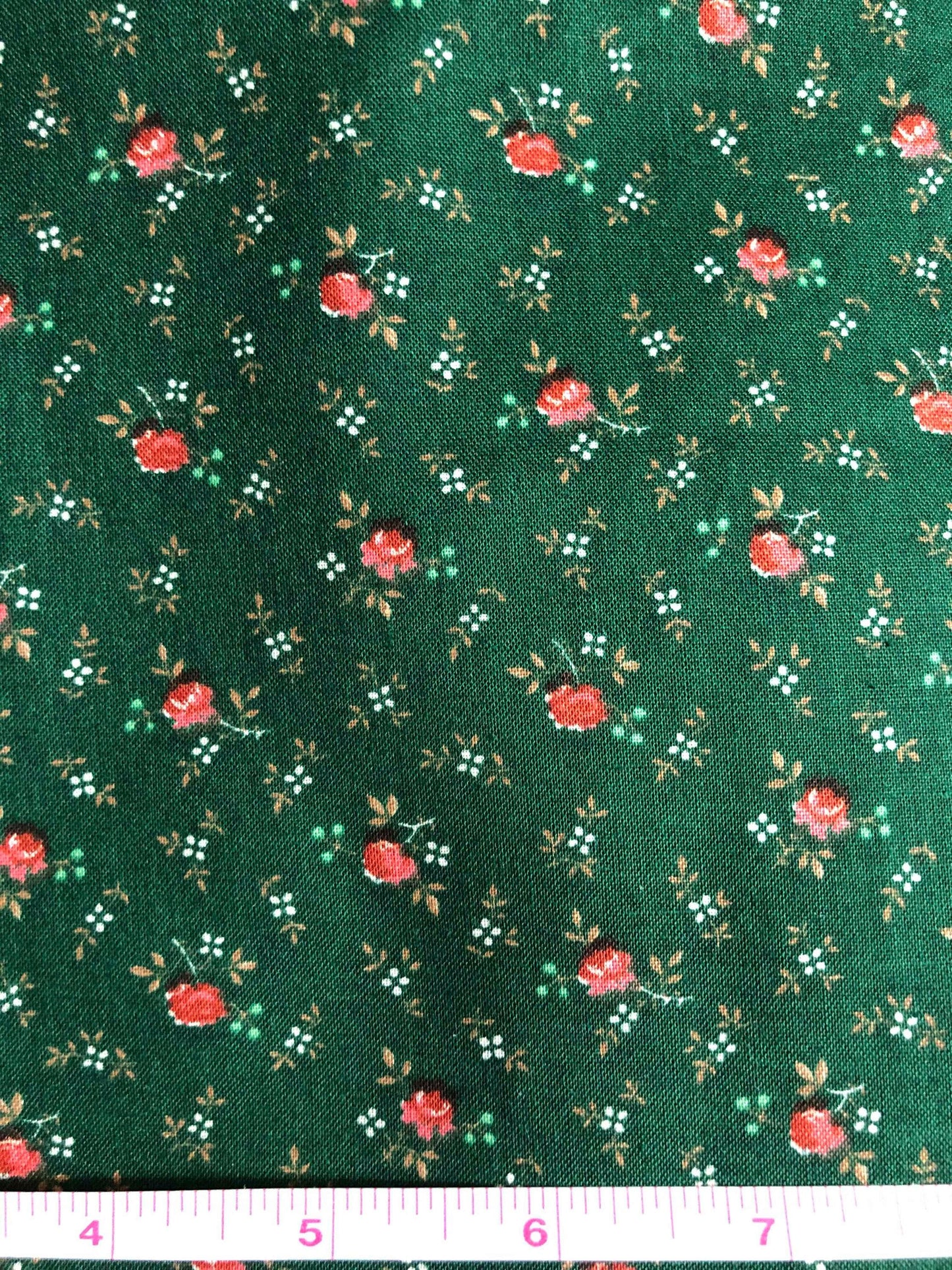 Vintage Small Green Floral Fabric, OOP Fabric, Sewing, quilting fabric, 100% Cotton Fabric, Vintage floral, remnant fabric