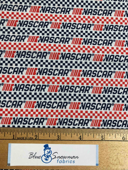 Licensed NASCAR Fabric,  100% Cotton Fabric, Sewing, checkered flag, NASCAR racing fabric, fabric for boys, fabric for men, mancave