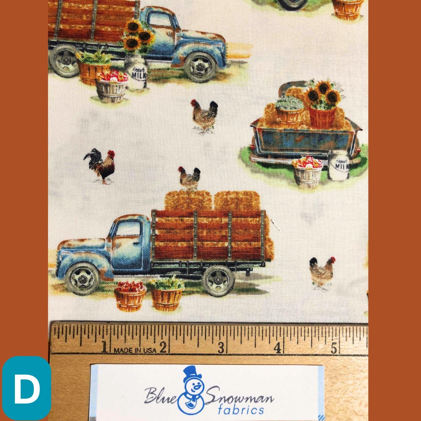 Autumn Blue Truck Fall Fabric, 100% Cotton Fabric, Sewing, quilting, autumn fabric, pumpkin fabric, Trucks and Barns, Coordinating Fabrics