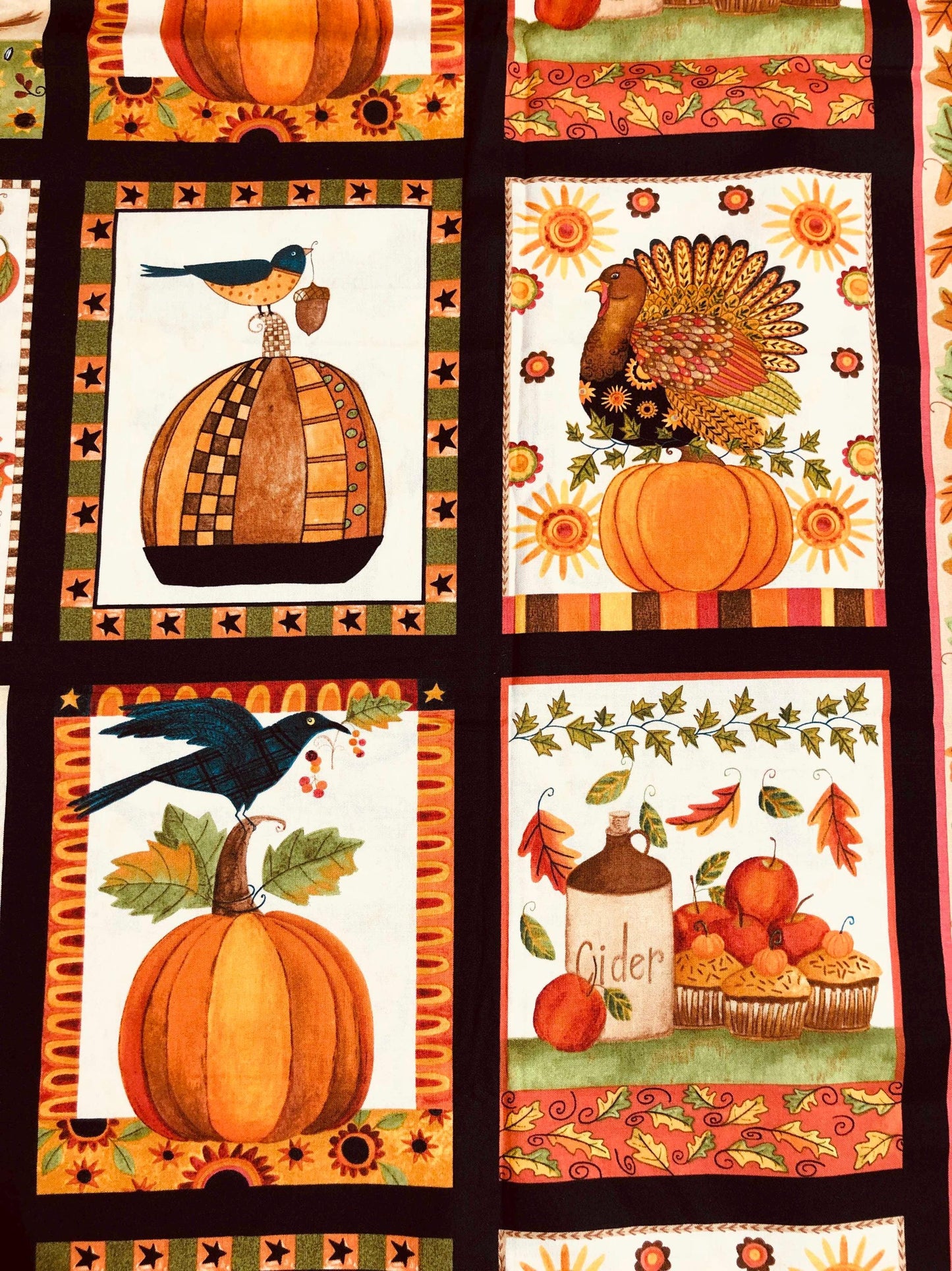 Give Thanks II Fall Fabric,  100% Cotton Fabric, Sewing, quilting, autumn fabric, double border fabric