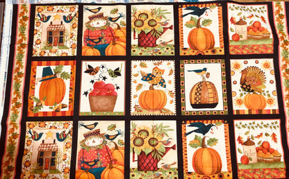 Give Thanks II Fall Fabric,  100% Cotton Fabric, Sewing, quilting, autumn fabric, double border fabric