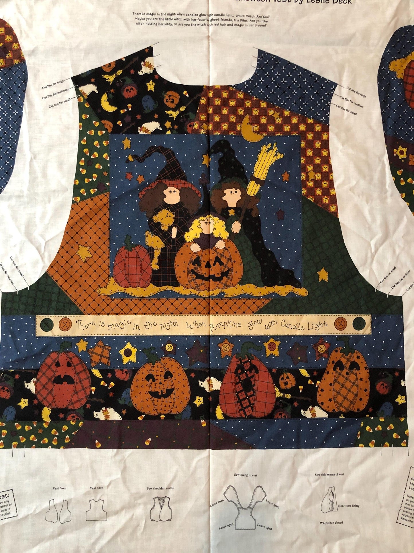 Women's Halloween vest panel, Hocus Pocus fabric  Sewing, crafting, vest pattern, women's vest