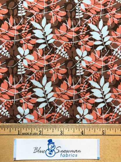 Synergy Leaf Fabric, 100%Cotton Fabric,  Sewing, quilting fabric, coral leaf fabric, botanical, plant