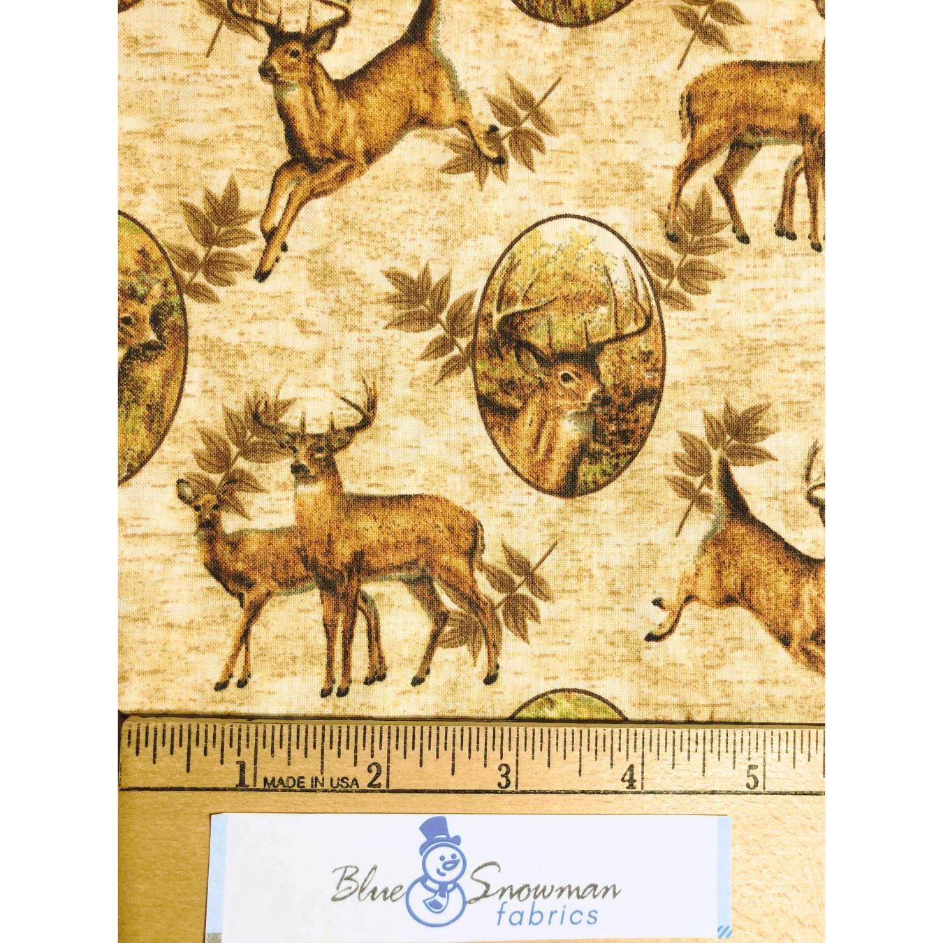 Cranston Fabrics Deer Cameo Fabric, Wildlife Fabric, Sewing, quilting, crafting, fabric for men, deer fabric, hunting