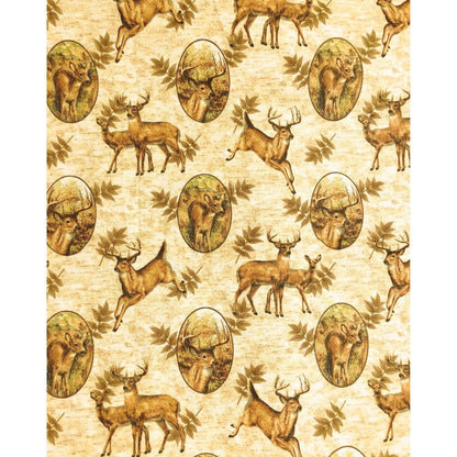 Cranston Fabrics Deer Cameo Fabric, Wildlife Fabric, Sewing, quilting, crafting, fabric for men, deer fabric, hunting