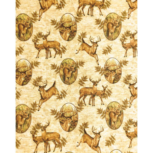 Cranston Fabrics Deer Cameo Fabric, Wildlife Fabric, Sewing, quilting, crafting, fabric for men, deer fabric, hunting