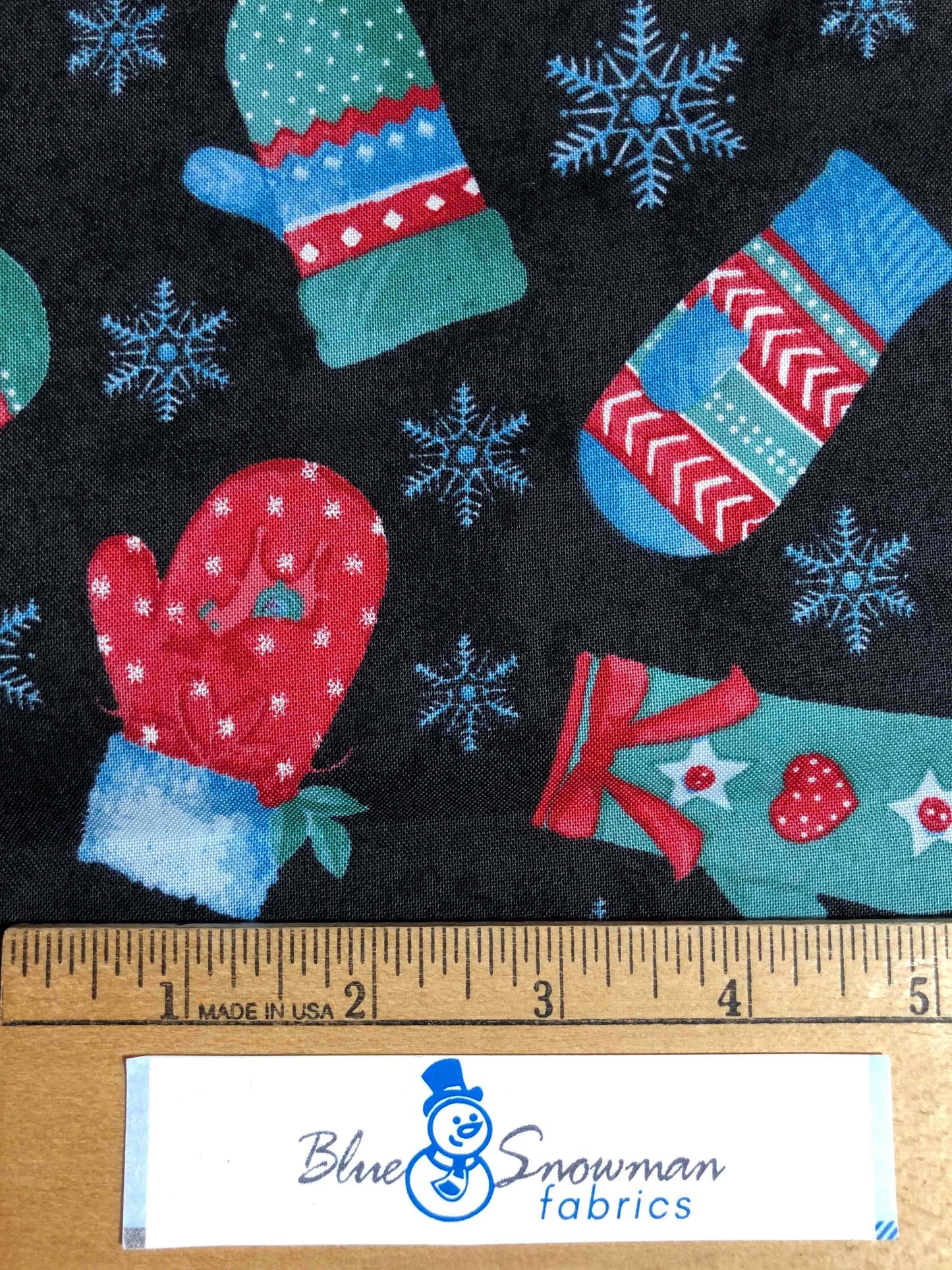 Christmas Mitten Fabric, sewing fabric, quilting, winter fabric, winter mittens, snowflake fabric