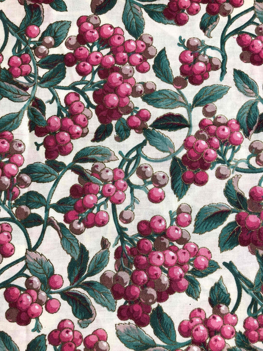 Holly Berry Christmas Fabric, sewing fabric, quilting, holiday fabric, red Christmas, craft fabric