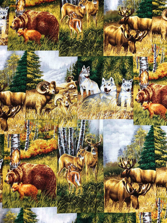 Hancock Fabrics Wildlife Fabric, Sewing, quilting, crafting, fabric for men, autumn fabric, fall fabric, bear fabric, deer fabric, wolf