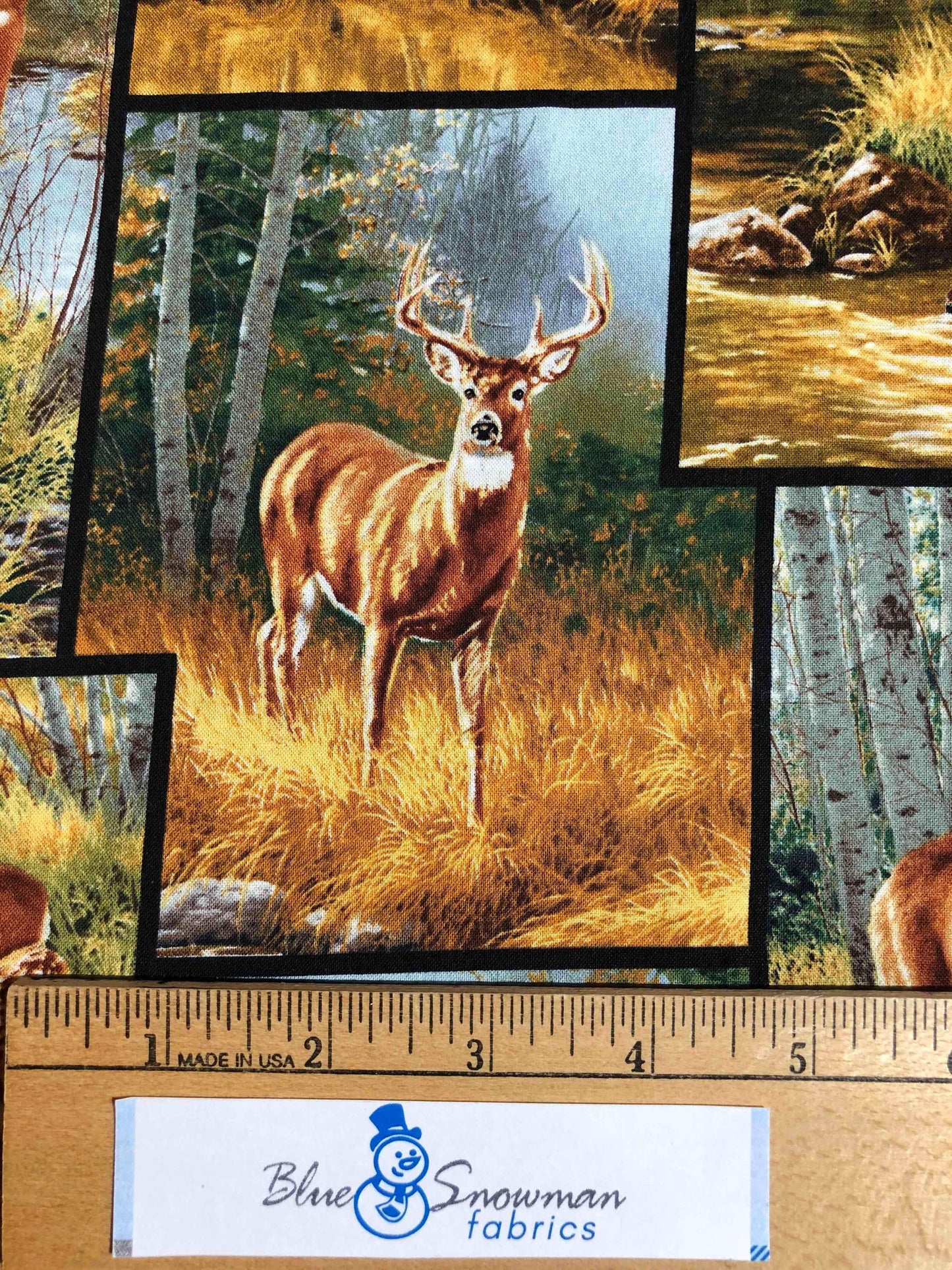 Springs Creative Fabrics Whitetail Deer Patch, Wildlife Fabric, Sewing, quilting, crafting, fabric for men, deer fabric, Wild Wings