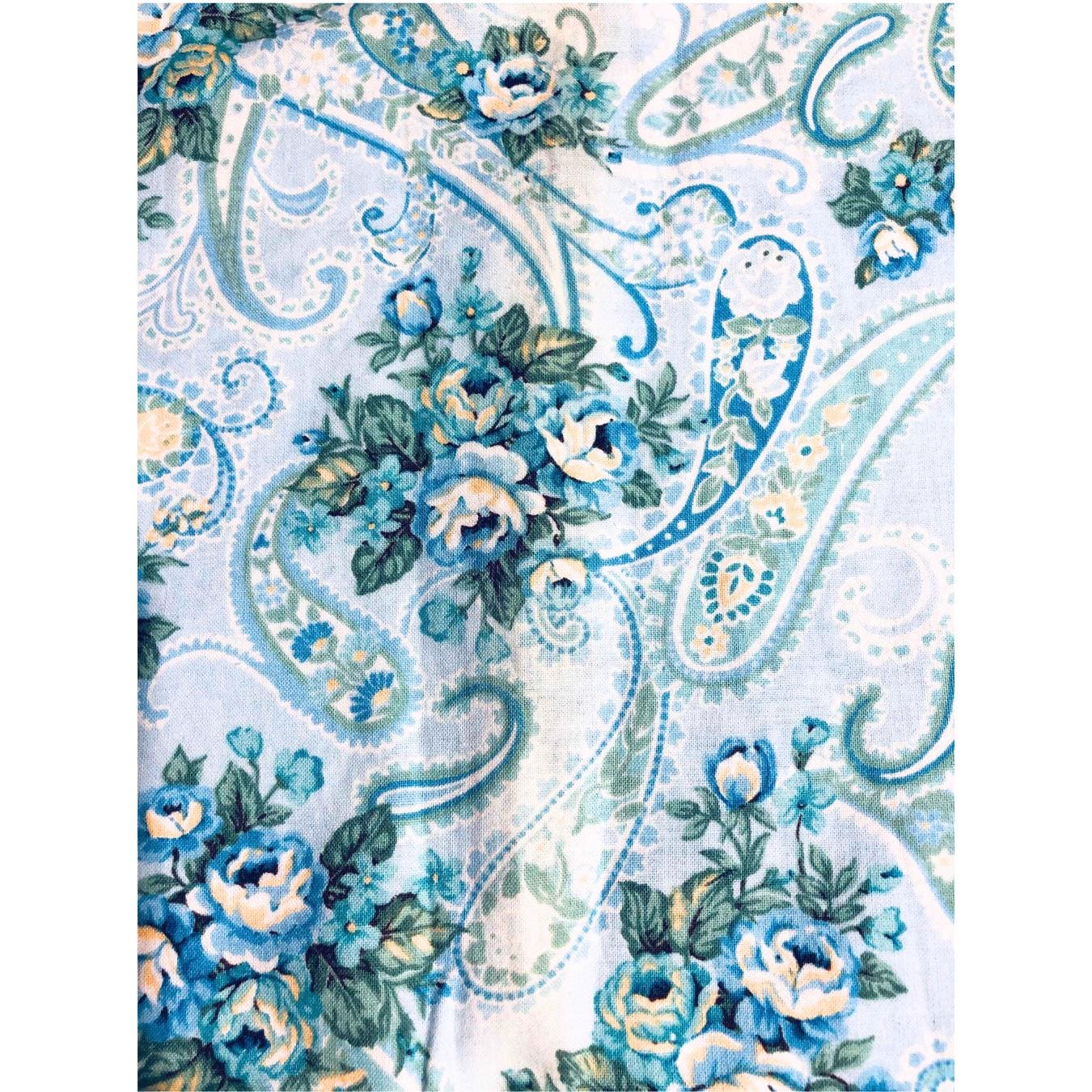 DISCOUNTED, Teal Blue Paisley Fabric, 100%Cotton Fabric, Sewing, quilting fabric, floral fabric, mint green fabric, paisley floral