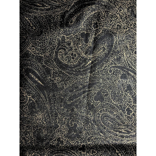 Shiny Black Paisley Fabric, Gold Paisley Fabric, Sewing, crafting, remnant fabric, polished