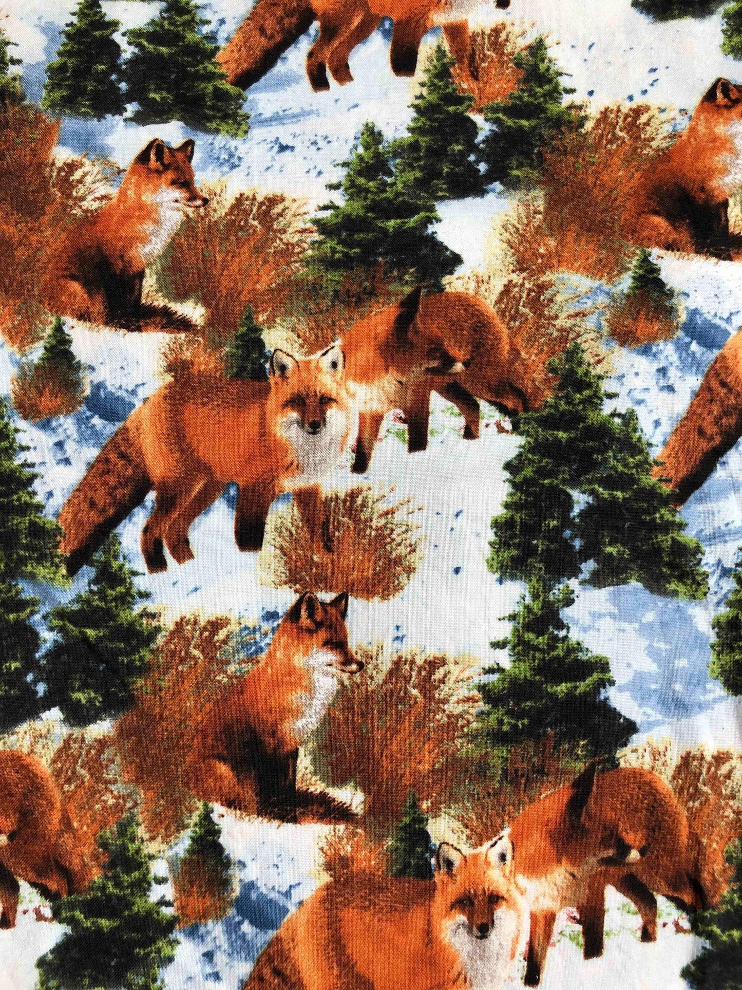 Red Fox Fabric, Sewing, quilting, crafting, foxes in the snow, wildlife fabric, woodland fabric, Eugene Textiles