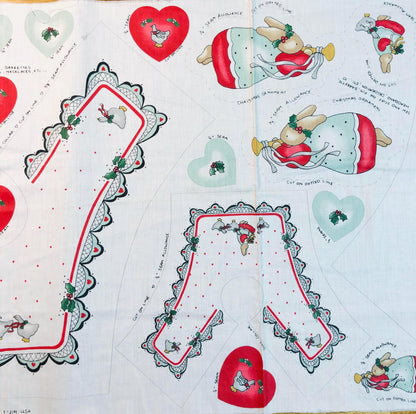 Vintage Daisy Kingdom Girl's Christmas Collar Panel, Christmas Fabric, holiday fabric, Sewing, quilting, doll clothes panel