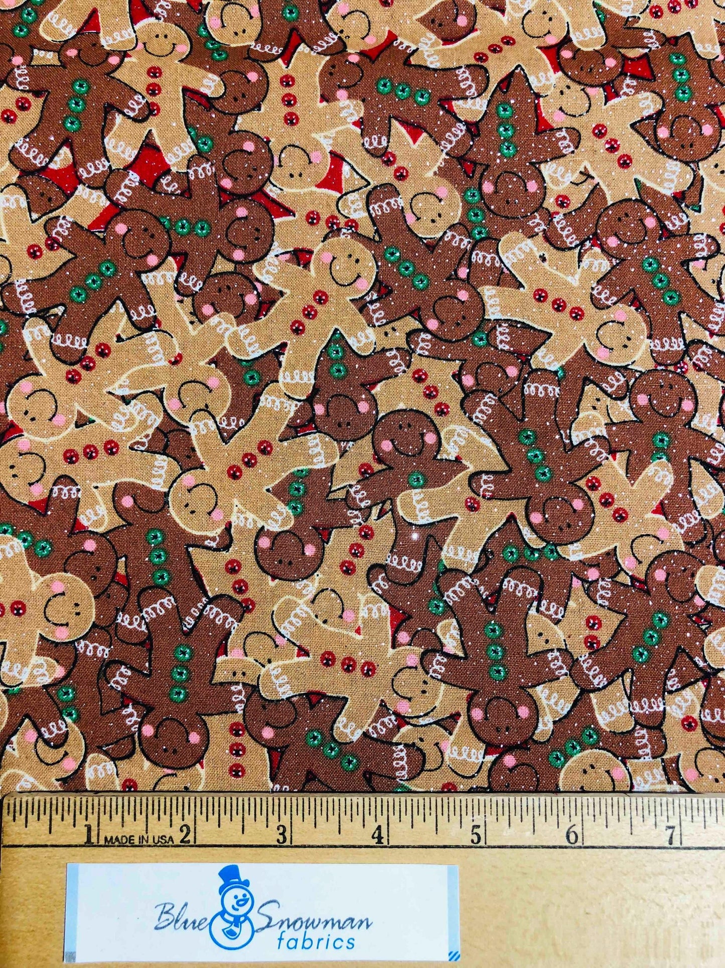 Glitter Gingerbread Fabric, Christmas Fabric, sewing fabric, quilting, holiday fabric, Christmas Gingerbread Man, Joann Fabrics