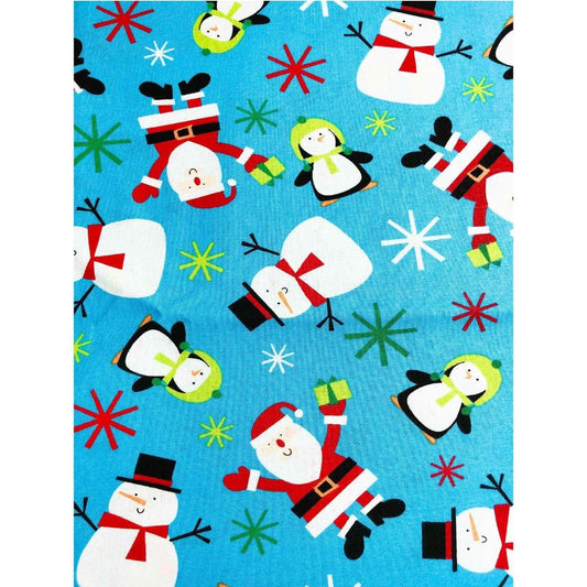 Maker's Holiday Fabric Snowman Fabric, Christmas Fabric, sewing fabric, quilting, Christmas Snowman, Blue Christmas, Santa fabric, penguin