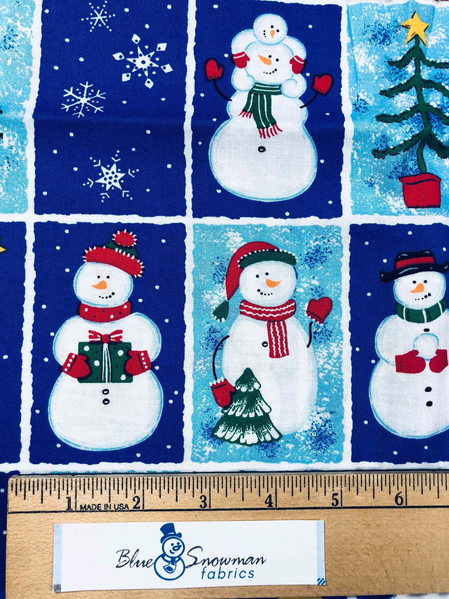 Christmas Fabric, Christmas Fabric, sewing fabric, quilting, holiday fabric, Tree fabric, snowman fabric, blue Christmas