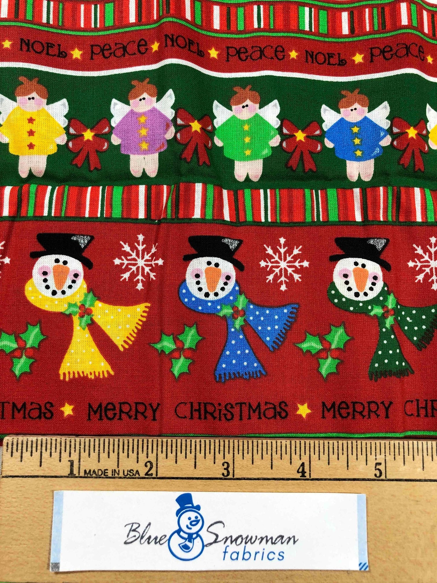 Trena's Little Bit of Christmas, Noel, Peace Snowman, Angel, Christmas Tree Red Christmas Fabric, sewing fabric, quilting, holiday fabric