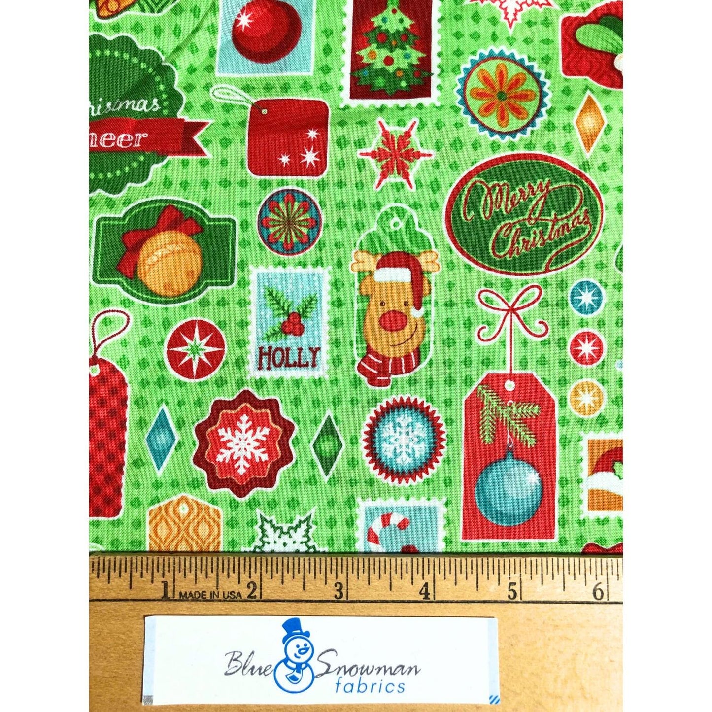 Christmas Cheer Wrap it Up Green Christmas Fabric, sewing fabric, quilting, holiday fabric, Gift Tags, Patrick Lose