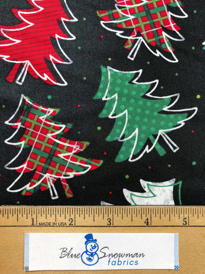 Brother Sister Christmas Tree Fabric 100% Cotton Fabric, Sewing, quilting fabric, Whimsical Christmas