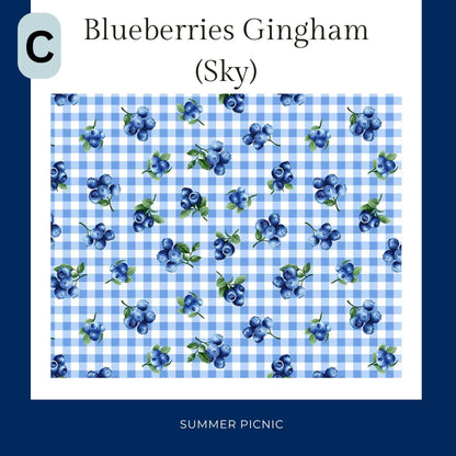 Timeless Treasures Coordinating Blueberry Fabric, Sewing, quilting fabric, Cotton Fabric, Summer Picnic Collection, gingham, chalkboard