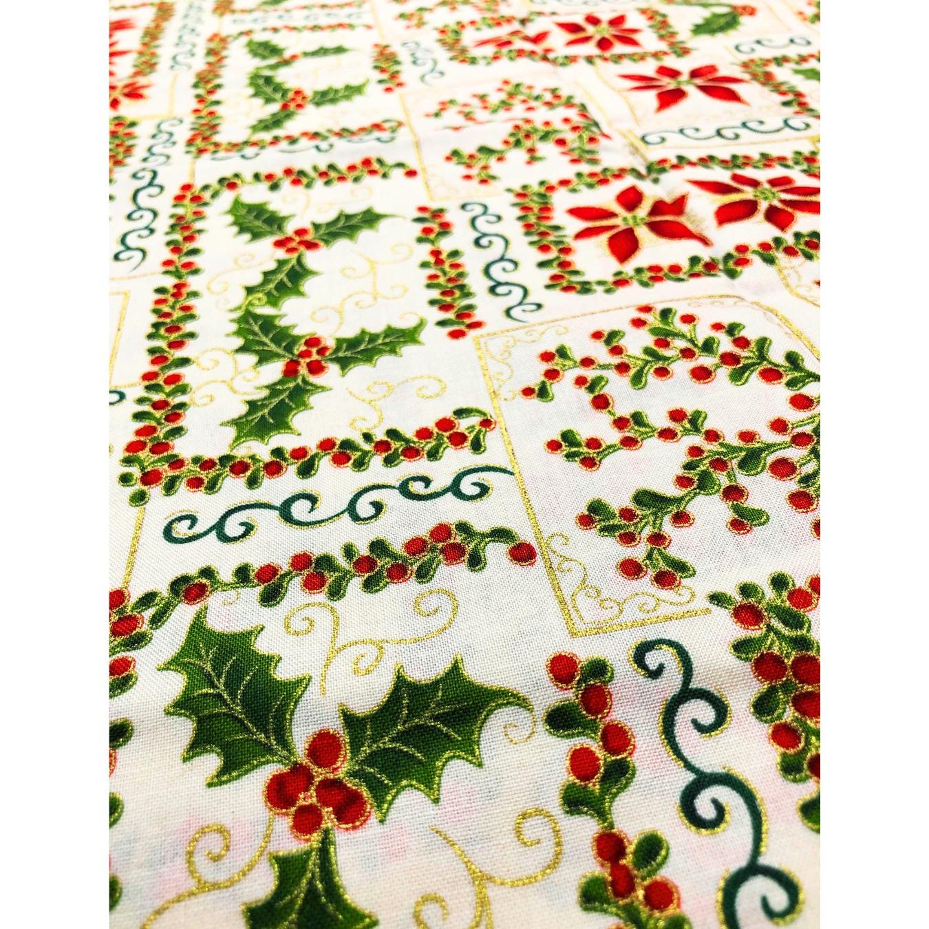 Christmas Poinsettia Christmas Fabric, sewing fabric, quilting, holiday fabric, Christmas floral