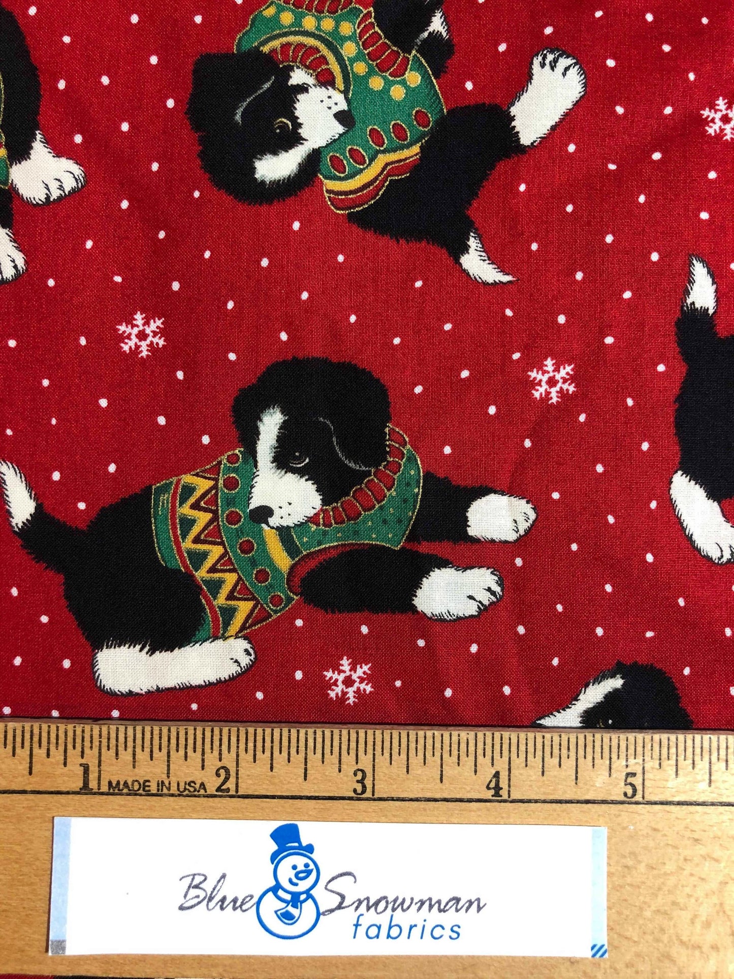 Christmas Dog Fabric, Christmas sweaters, Christmas puppy Fabric, sewing fabric, quilting, holiday fabric, red Christmas fabric