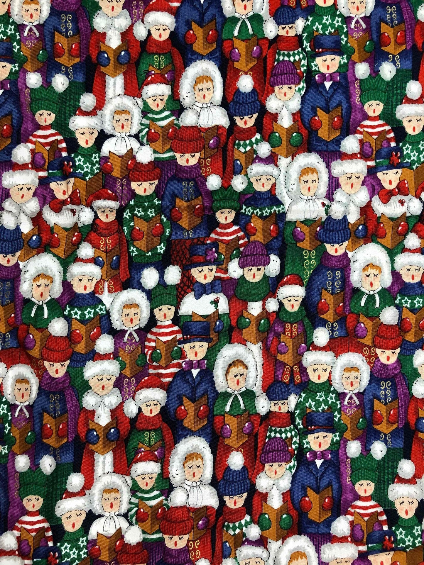 Vintage Christmas Carolers Fabric, Christmas singers, Noel, Blank Textiles, sewing fabric, quilting, holiday fabric, purple Christmas fabric