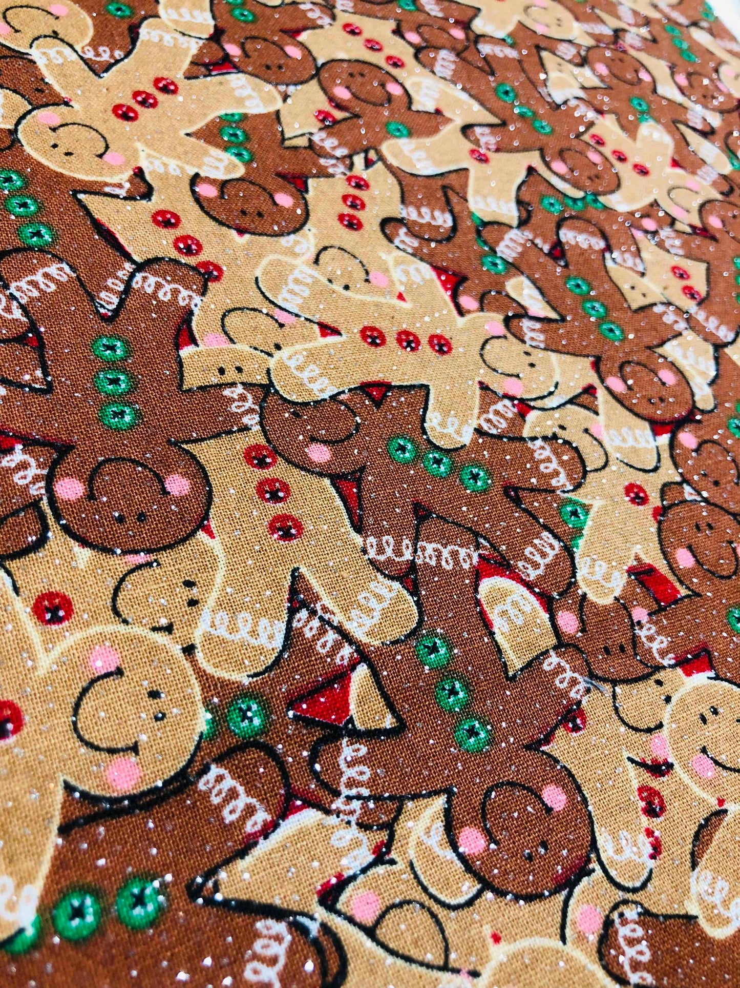 Glitter Gingerbread Fabric, Christmas Fabric, sewing fabric, quilting, holiday fabric, Christmas Gingerbread Man, Joann Fabrics