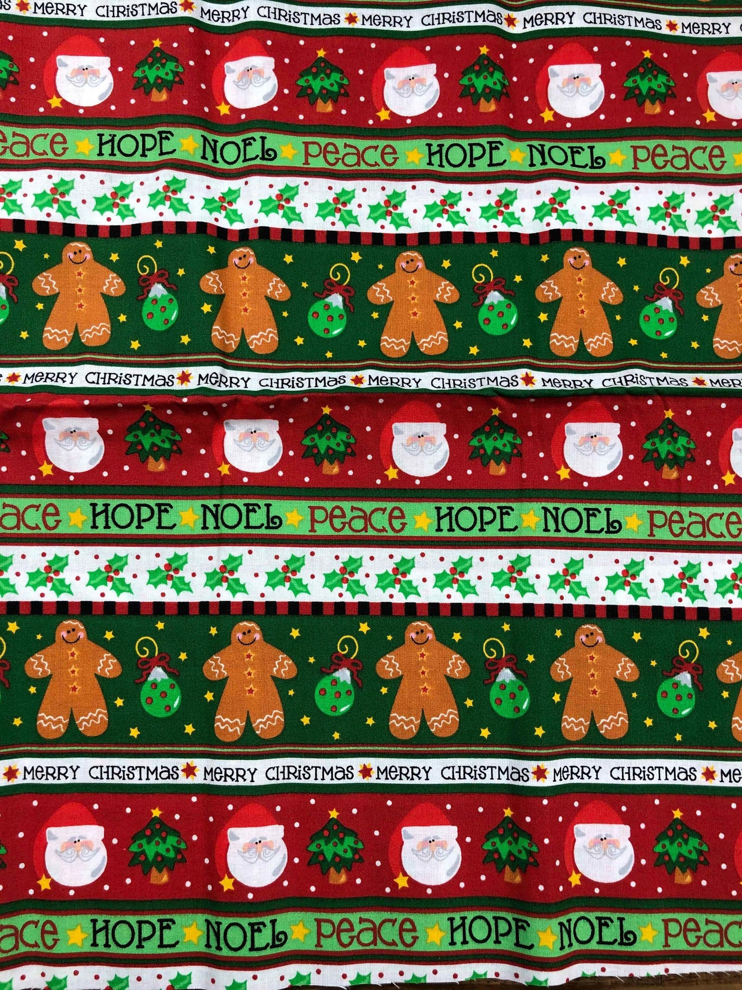 Trena's Little Bit of Christmas, Hope, Noel, Peace Gingerbread, Santa, Penguin Red Christmas Fabric, sewing fabric, quilting, holiday fabric