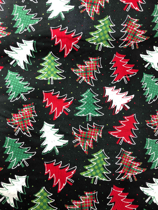 Brother Sister Christmas Tree Fabric 100% Cotton Fabric, Sewing, quilting fabric, Whimsical Christmas