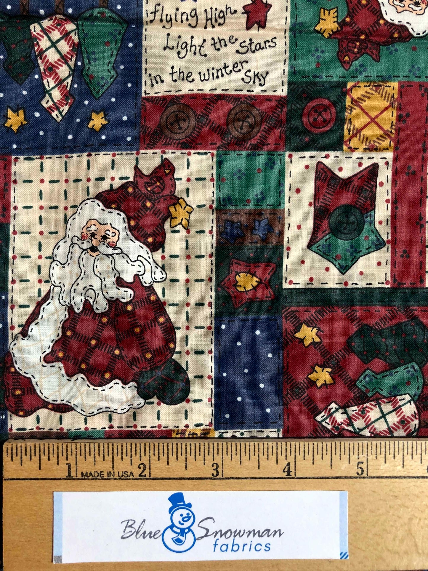 Cranston Country Christmas Patchwork Fabric, Angel Fabric, Santa Clause Fabric, sewing fabric, quilting, holiday fabric, Leslie Beck